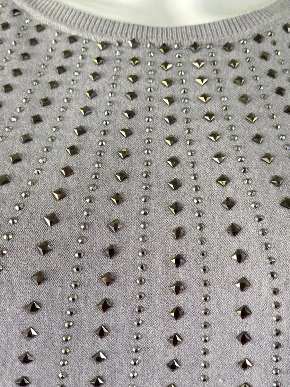 NWT LIV Milano Gray Studded Knit Sweater XS